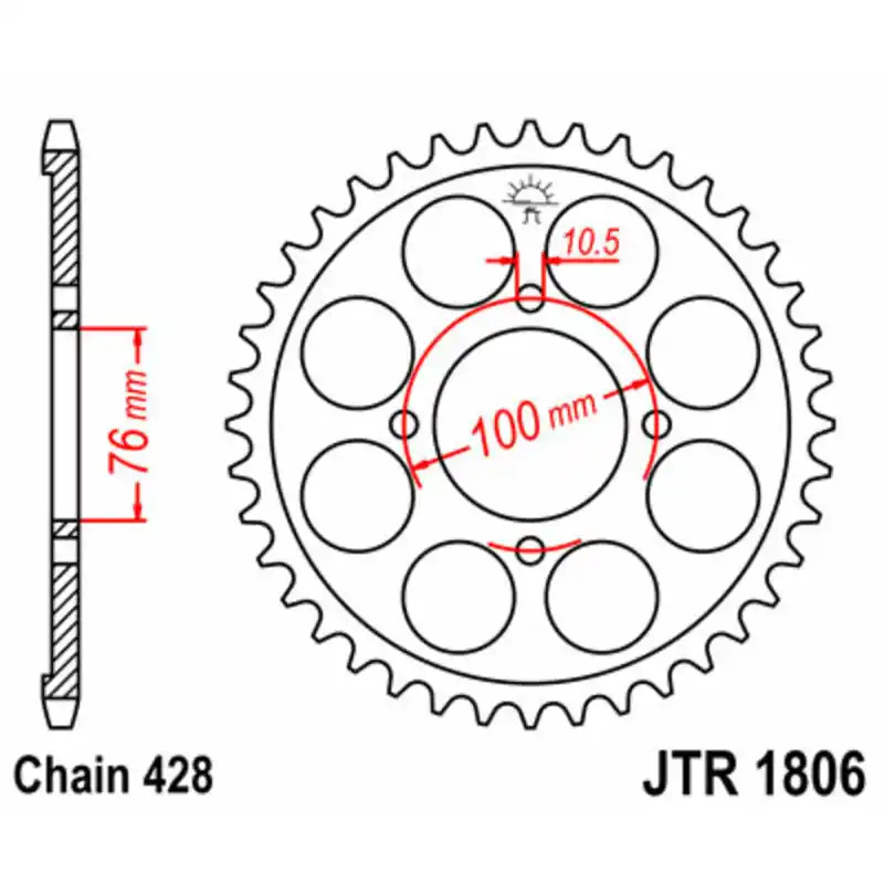 Promotion Saisonnière Couronne JT SPROCKETS acier standard 1806 - 428