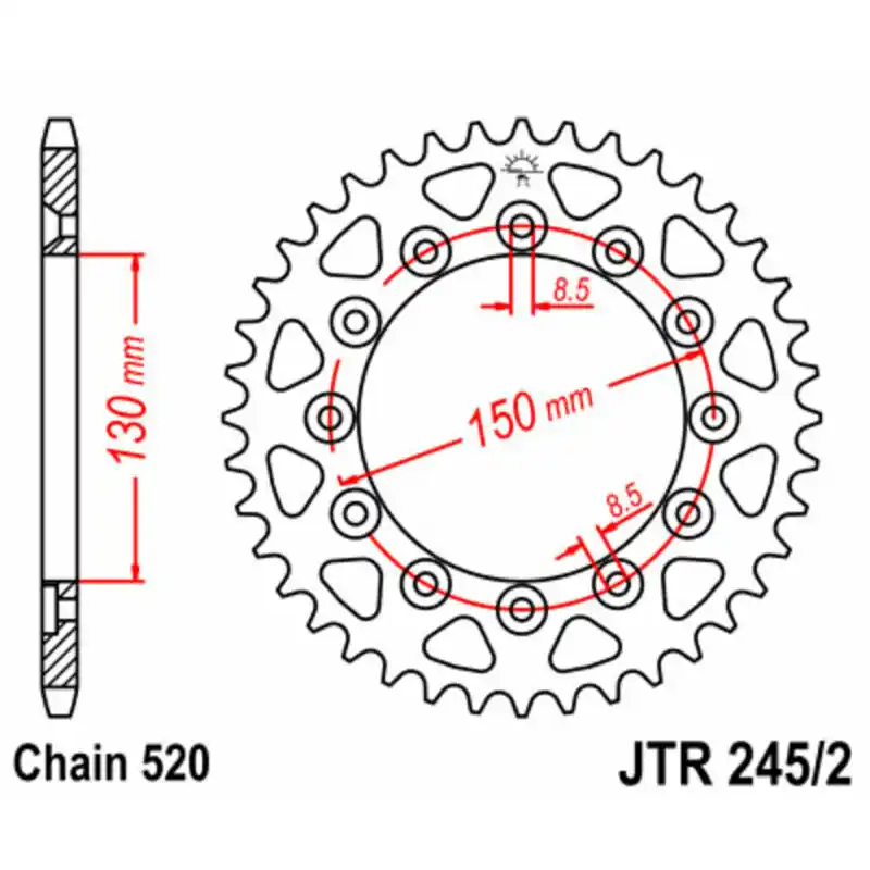 Couronne JT SPROCKETS acier standard 245/2 - 520 Nouveauté