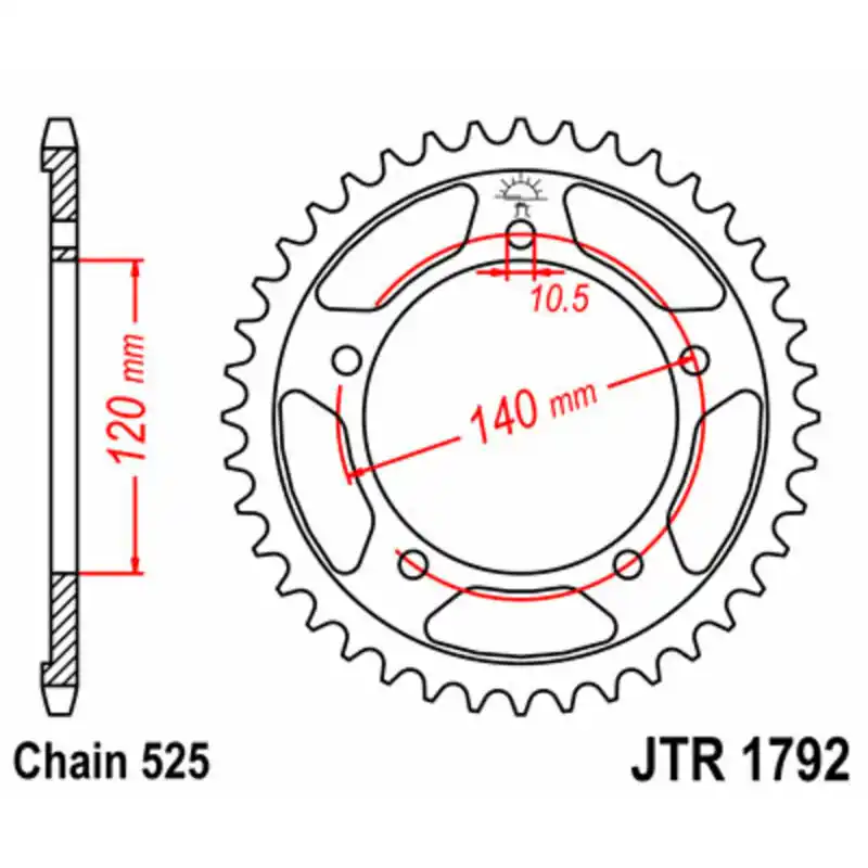 Couronne JT SPROCKETS acier standard 1792 - 525 Dernière Chance