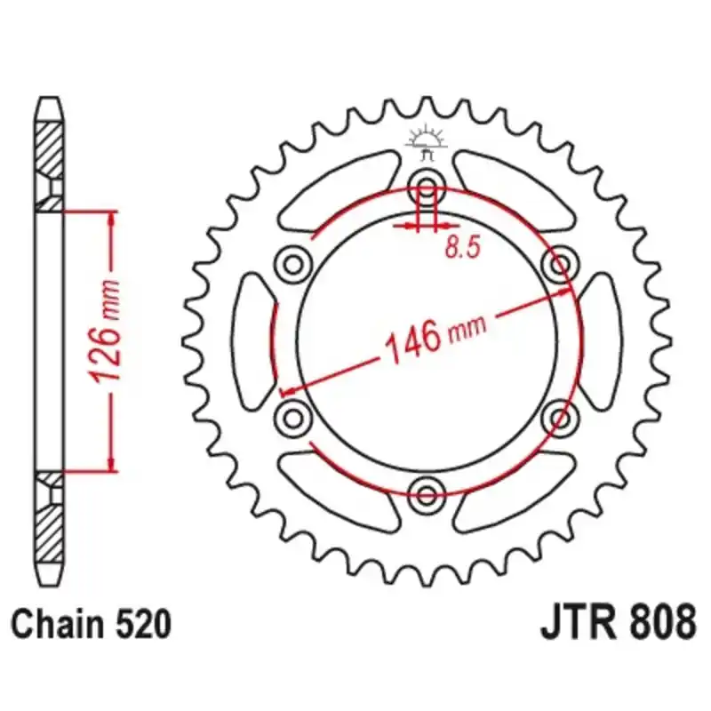 Produit De Marque Couronne JT SPROCKETS acier anti-boue 808 – 520
