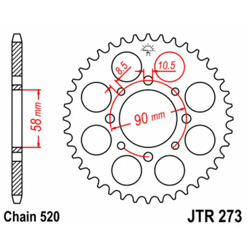 Dernière Chance Couronne JT SPROCKETS acier standard 273 - 520