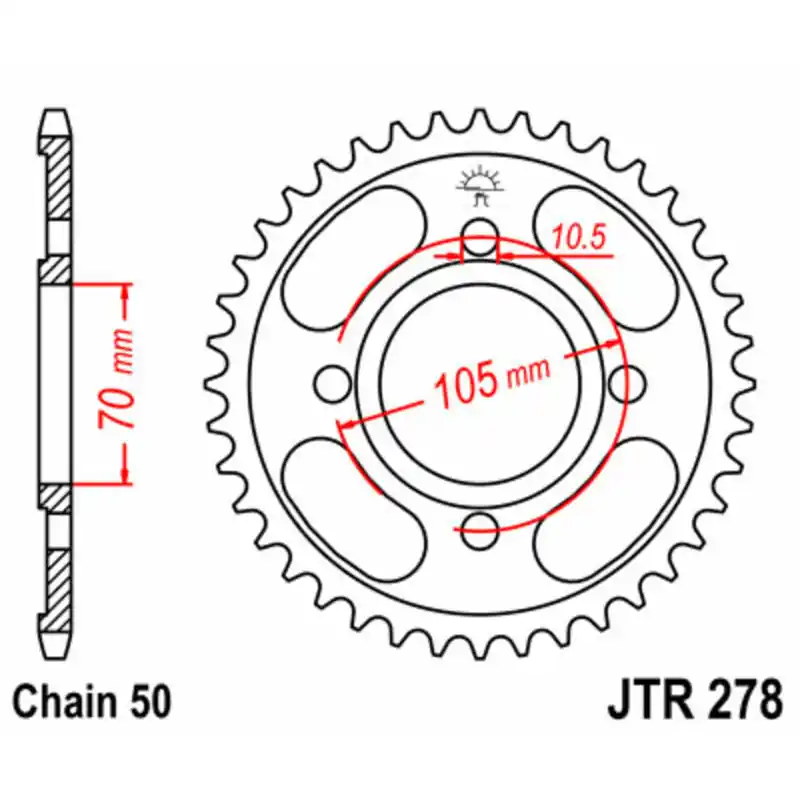 Couronne JT SPROCKETS acier standard 278 – 530 Retour Gratuit