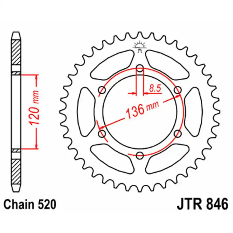 Commande En Gros Couronne JT SPROCKETS acier standard 846 – 520