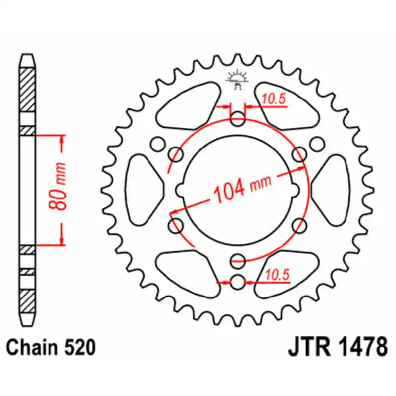 Couronne JT SPROCKETS acier standard 1478 – 520 Pas Cher