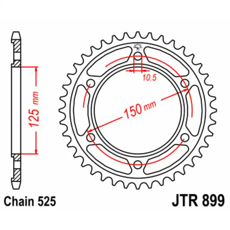 Couronne JT SPROCKETS acier standard 899 - 525 Dernière Chance