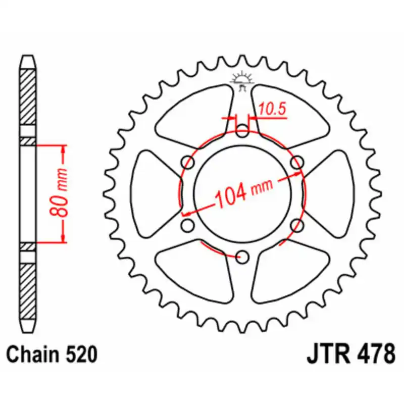 Quantité Limitée Couronne JT SPROCKETS acier standard 478 - 520
