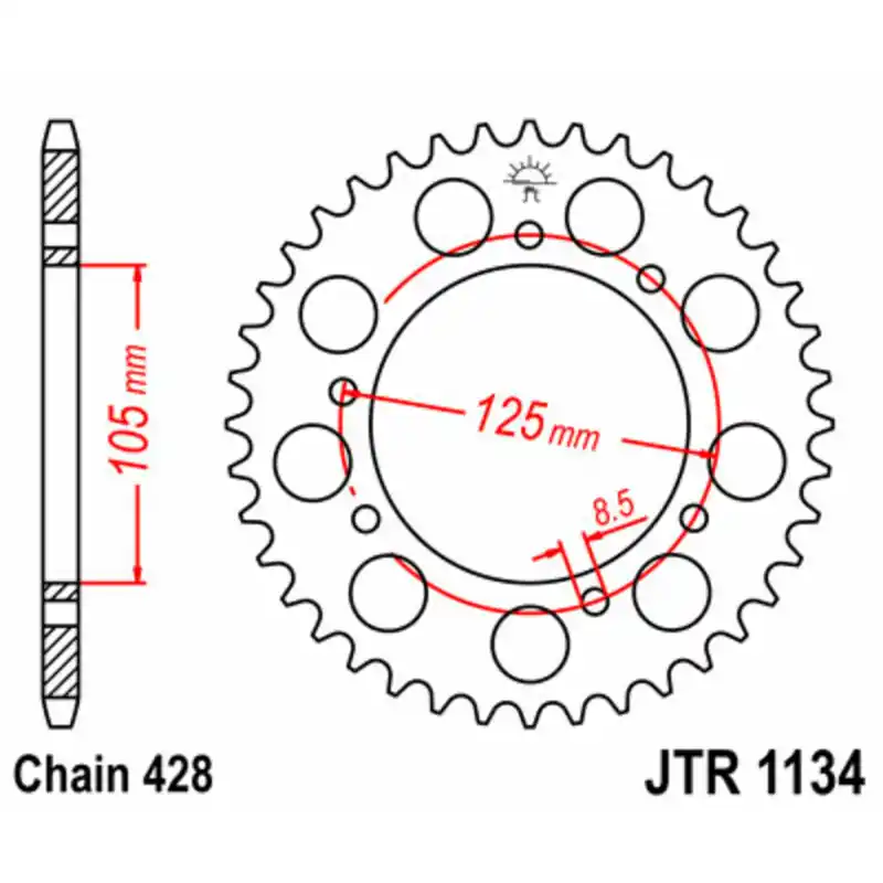 Couronne JT SPROCKETS acier standard 1134 – 428 Meilleur Prix