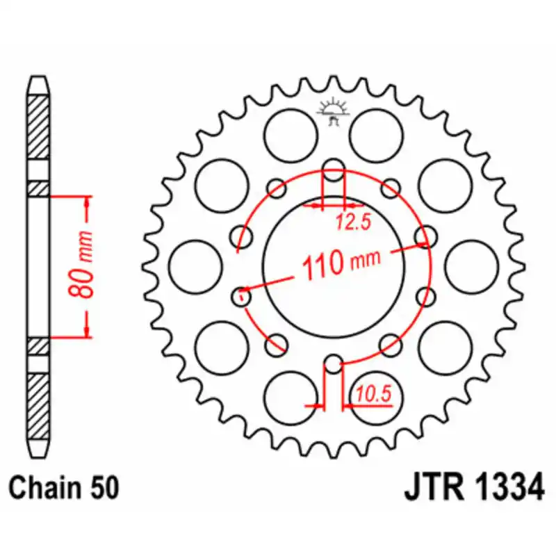 Couronne JT SPROCKETS acier standard 1334 – 530 Authentique