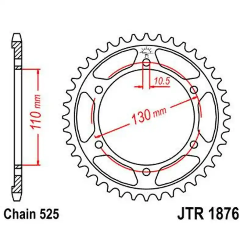Couronne JT SPROCKETS acier standard 1876 – 525 Populaire