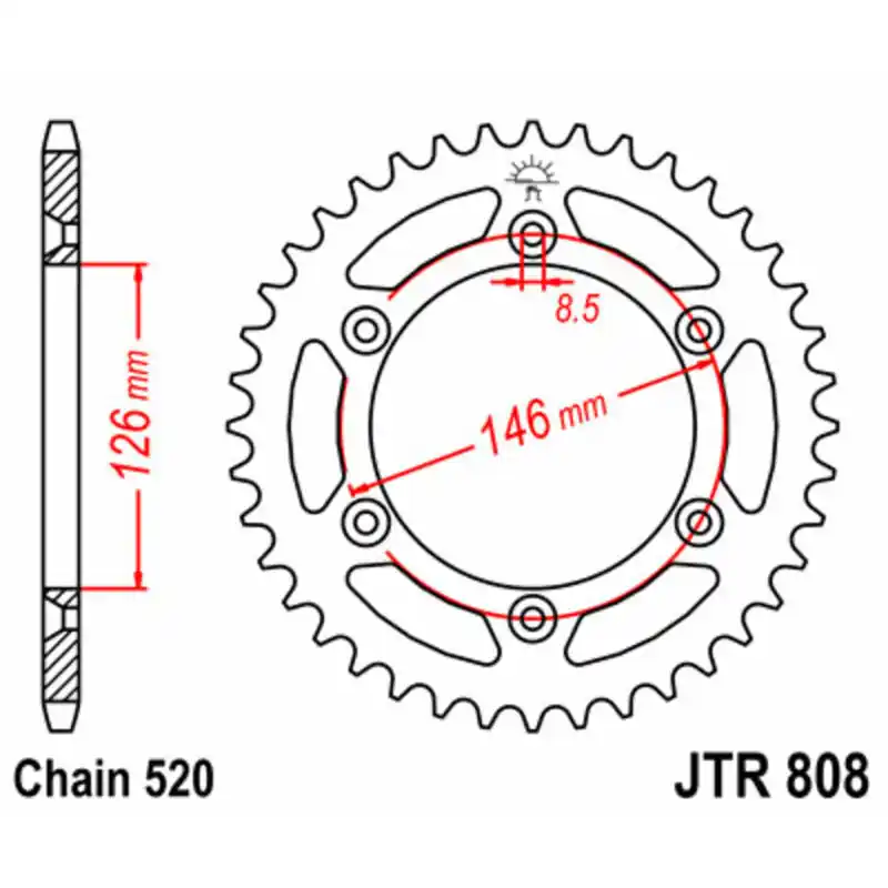 Seulement Aujourd'hui Couronne JT SPROCKETS acier standard 808 - 520