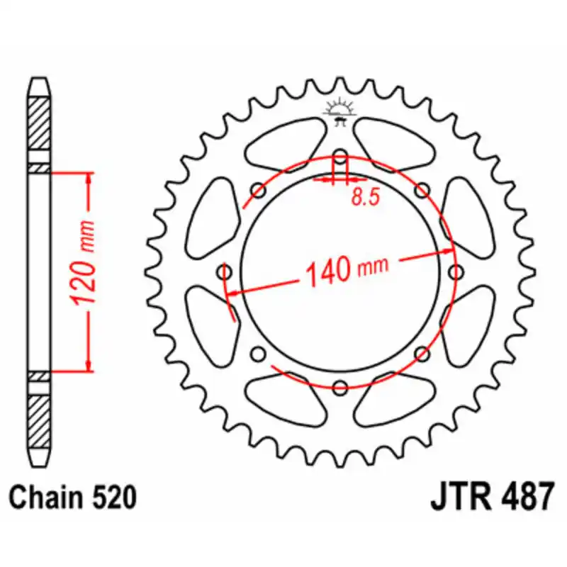 Couronne JT SPROCKETS acier standard 487 – 520 Populaire