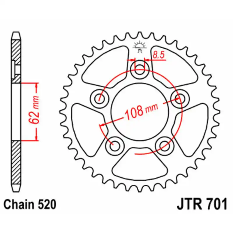 Couronne JT SPROCKETS acier standard 701 – 520 Marque