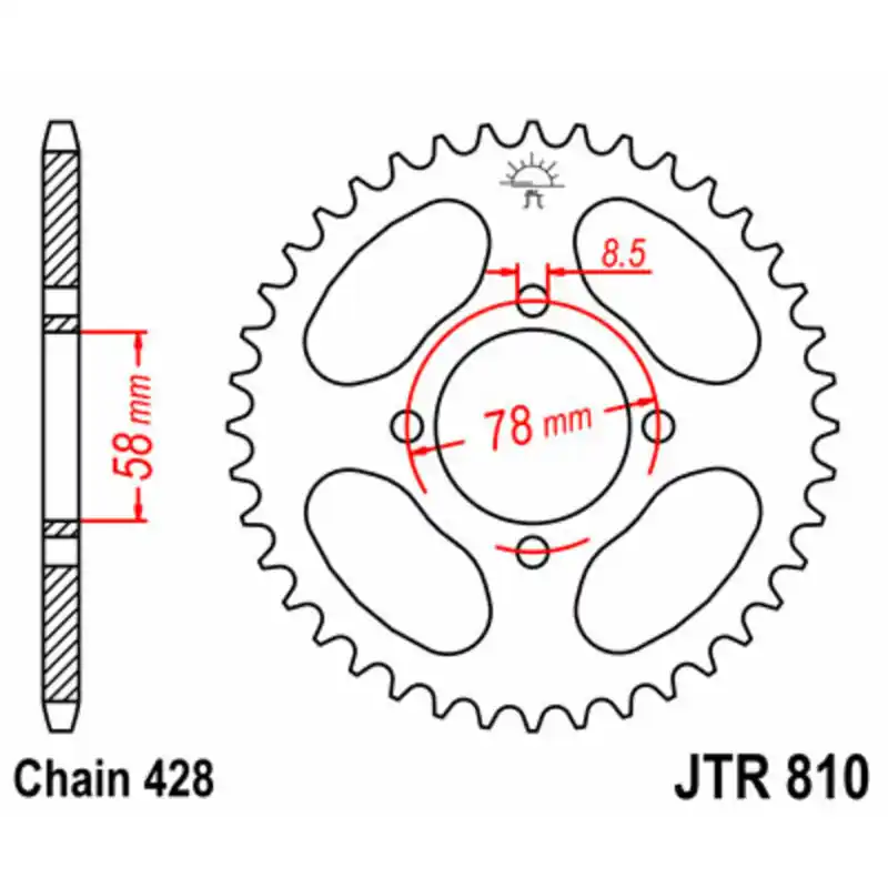 Couronne JT SPROCKETS acier standard 810 - 428 Acheter Direct