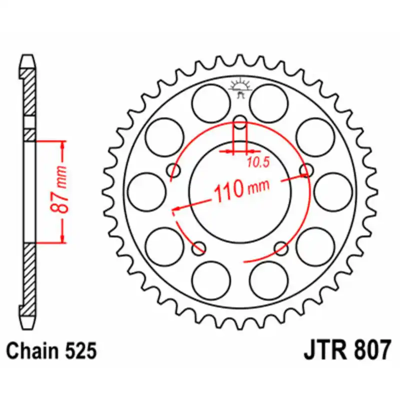 Couronne JT SPROCKETS acier standard 807 – 525 Top Vente
