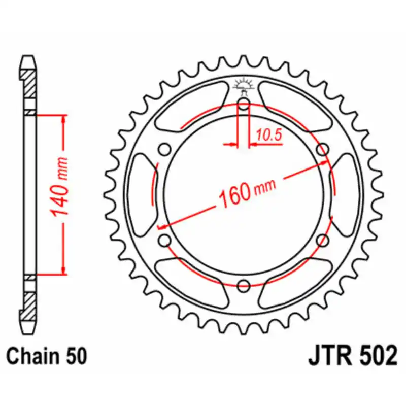 Certifié Couronne JT SPROCKETS acier standard 502 – 530