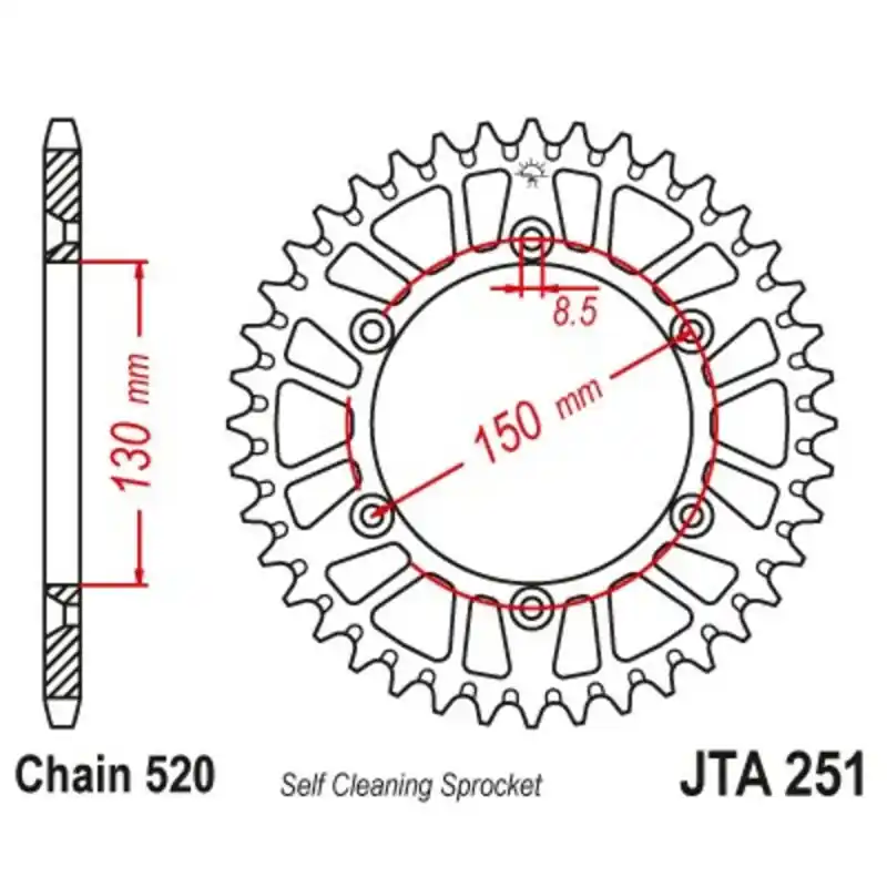 Couronne JT SPROCKETS aluminium ultra-light 251 - 520 Prix Cassé