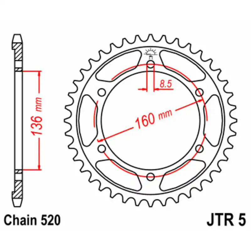 Satisfait Ou Remboursé Couronne JT SPROCKETS acier standard 5 – 520