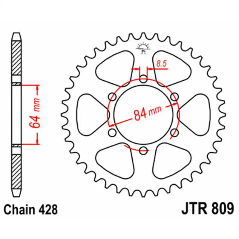 Commander Maintenant Couronne JT SPROCKETS acier standard 809 – 428
