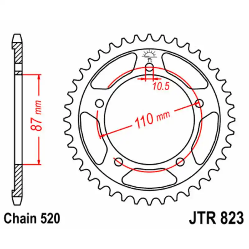 Expédié Aujourd&rsquo;hui Couronne JT SPROCKETS acier standard 823 – 520