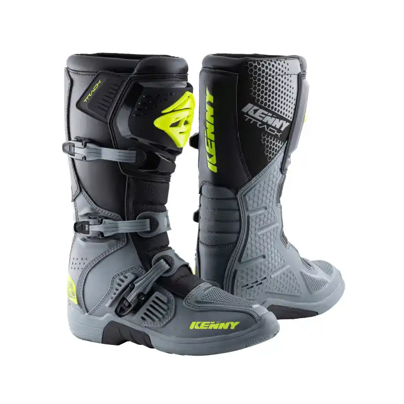 Bottes Cross KENNY TRACK Gris Jaune Fluo Certifié