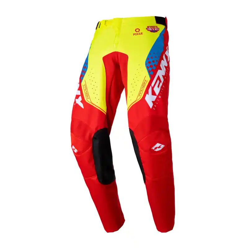 Pantalon Cross KENNY TRACK FOCUS Enfant Jaune Fluo Rouge Meilleure Vente