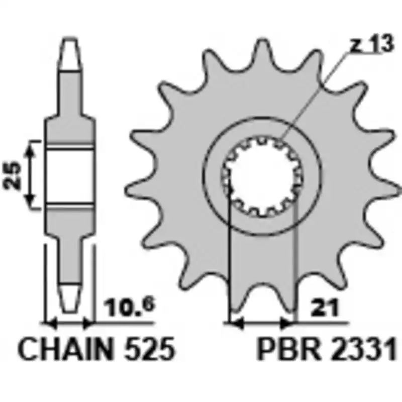 Haute Qualité Pignon PBR acier standard 2331 - 525