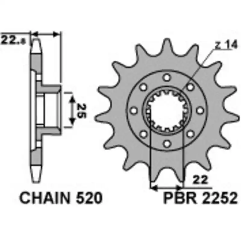Satisfait Ou Remboursé Pignon PBR acier standard 2252 - 520