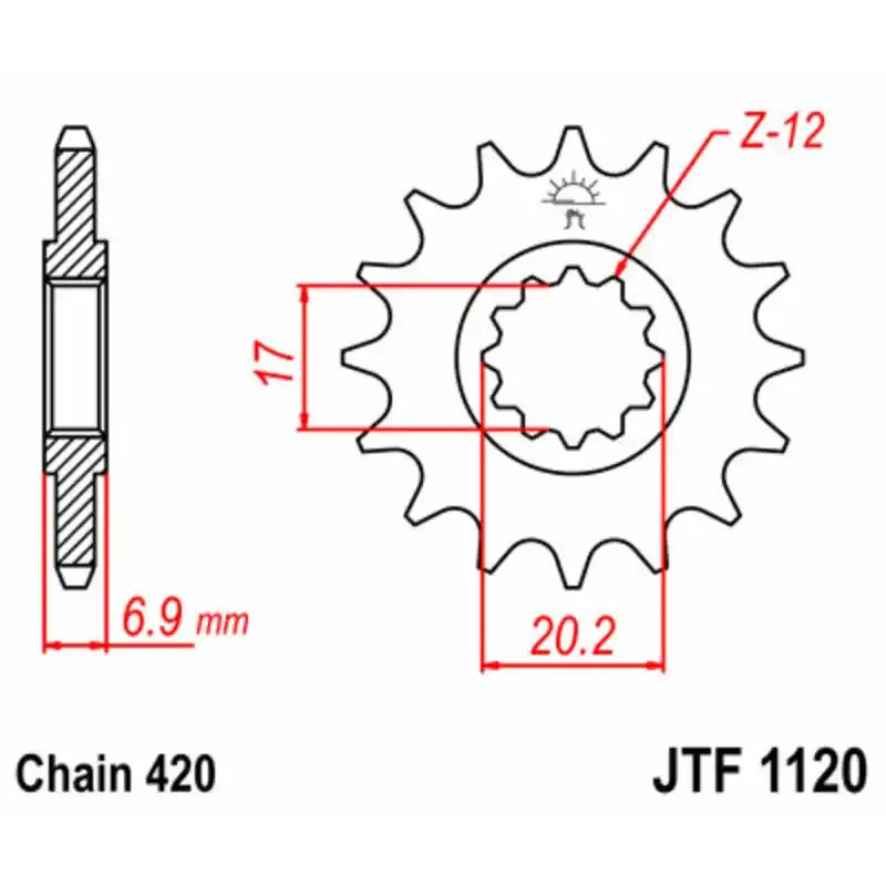 Pignon JT SPROCKETS acier standard 1120 – 420 Réduction