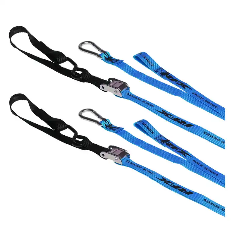 Sangles d'arrimage RFX série 1.0 Race (Bleu/Noir) avec boucle supplémentaire et mousqueton Populaire