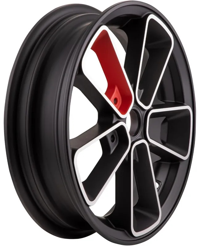 Bon Plan Jante avant/arrière 12&Prime; pour Vespa GTS/GTS Super/GTV/GT 60/GT/GT L 125-300cc, noir mat/rouge