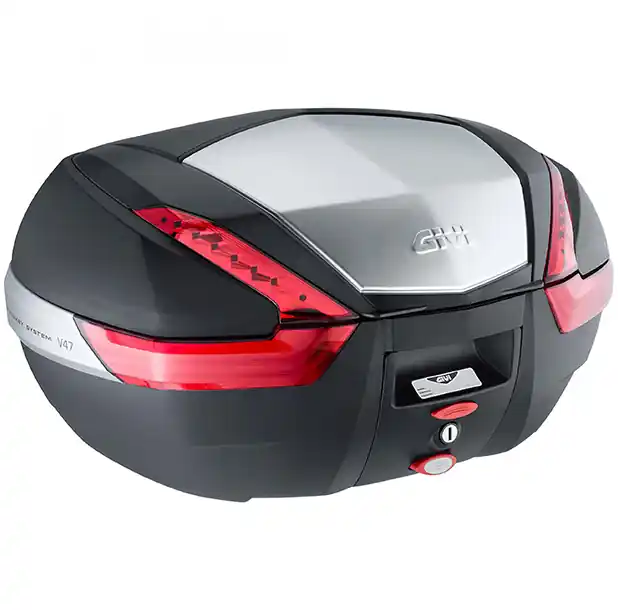 Vente Flash V47 MONOKEY Topcase 47 litres noir / alu avec réflecteurs rouges d&rsquo;origine Givi