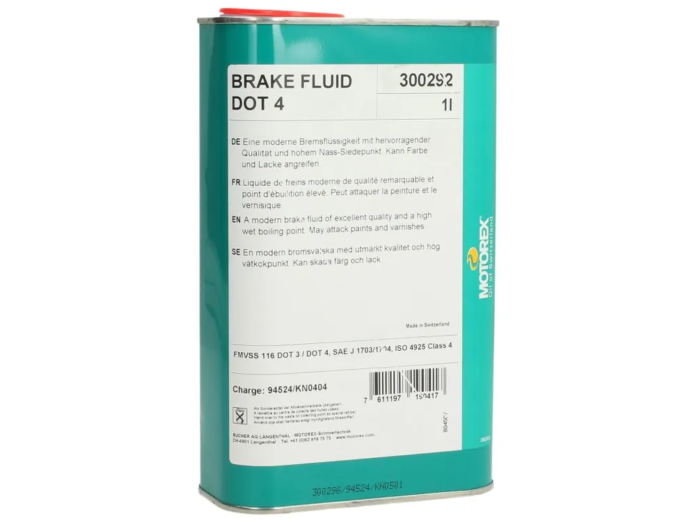 Usine Directe Liquide de frein Motorex, DOT 4, 1 l, transparent, lot de 12