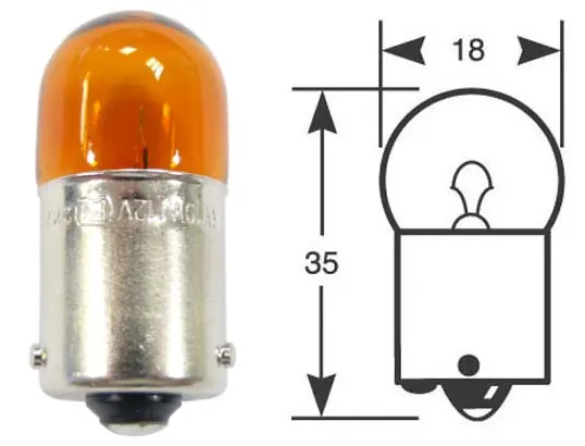 Paiement Sécurisé Ampoule Ring, carton de 10, 12 V, 10 W, BAU15s, orange