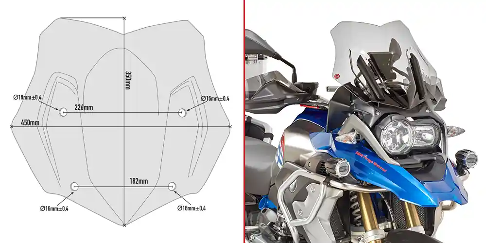 Pare-brise teinté pour BMW R 1200 GS (année 16-18) / R 1200 GS Adventure (année 16-18) / R 1250 GS (19 -) Commander Vite