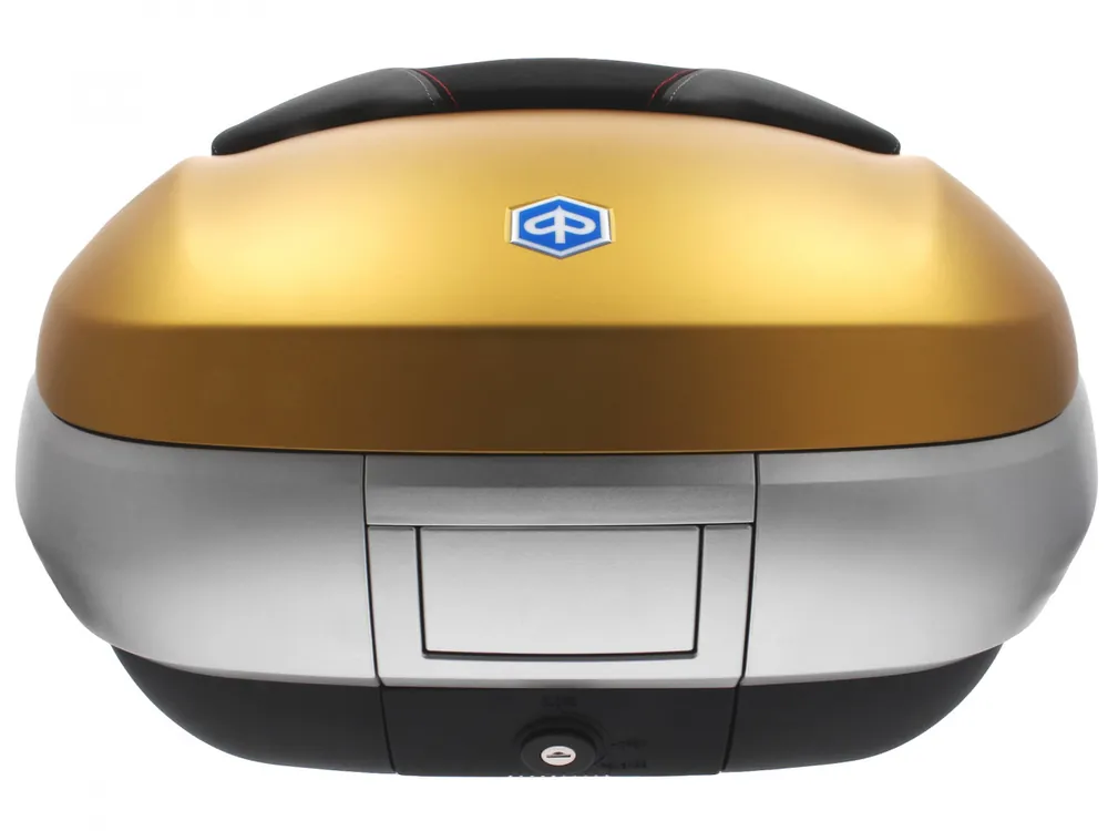 Petit Prix Top Case 50 l, (LE_gold matt) incl. coussin dorsal pour Piaggio MP3 500 Sport Advance HPE