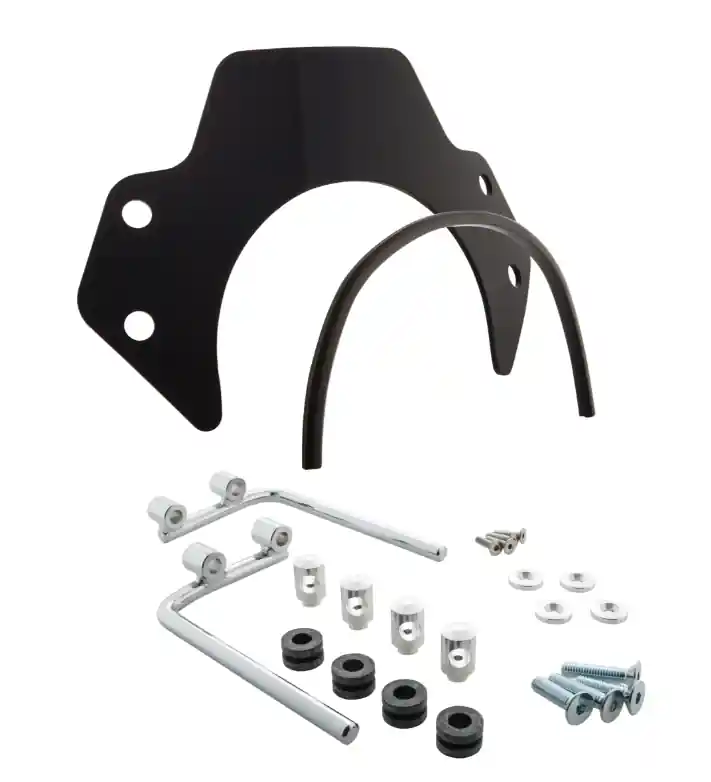 Super Prix Flyscreen pour Vespa PX 80-200ccm, support argenté, teinté noir