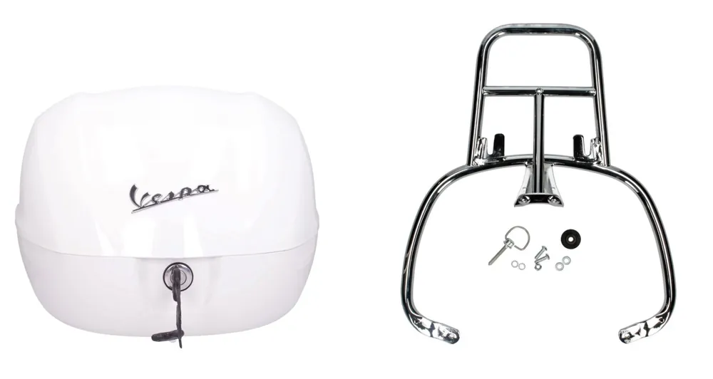 Paiement Sécurisé Kit top case 32L blanc montebianco (BR/544), porte-bagages chrome pour PIaggio Medley 125 (24-)
