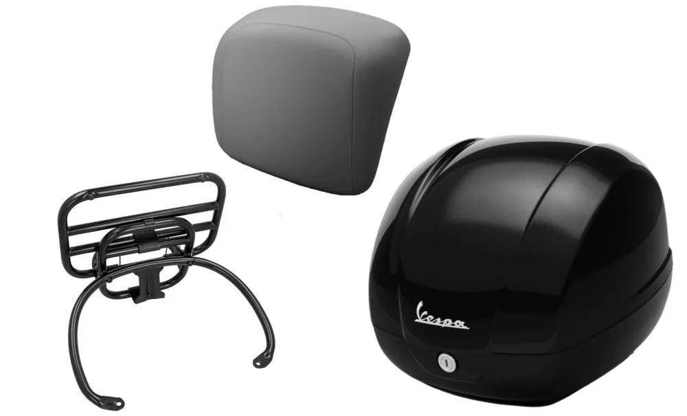 Prix Choc Kit top case 36L nero cosmo (98/A), porte-bagages noir, coussin dorsal gris pour GTS 125/300/310