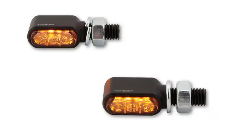 HIGHSIDER Pro Little Bronx LED Indicator boîtier noir / lentille gris fumée (paire), avant & arrière Livraison Express