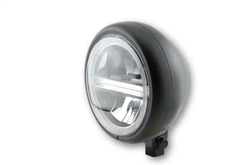 HIGHSIDER pro 5 3/4 pouces Phare Pecos type 6 LED noir mat Avec TFL, E-approuvé (1pc) Offre Limitée