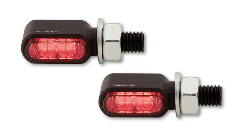 HIGHSIDER pro Little Bronx LED feu arrière, feu stop, clignotant noir/teinté 3in1, CNC, E-approuvé (paire) Haute Qualité