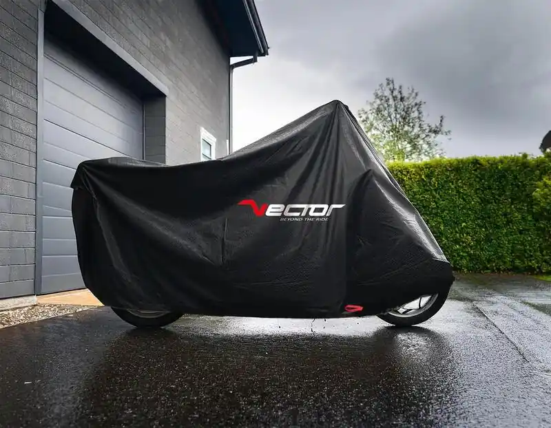 VECTOR Bâche extérieure Heavy Duty pour moto/scooter avec top case pare-brise haut - Noir Satisfait Ou Remboursé