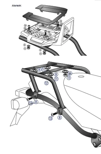 Bon Marché Support de top case Alurack pour BMW HP2 /Enduro/Megamoto (05-08) Hepco & Becker