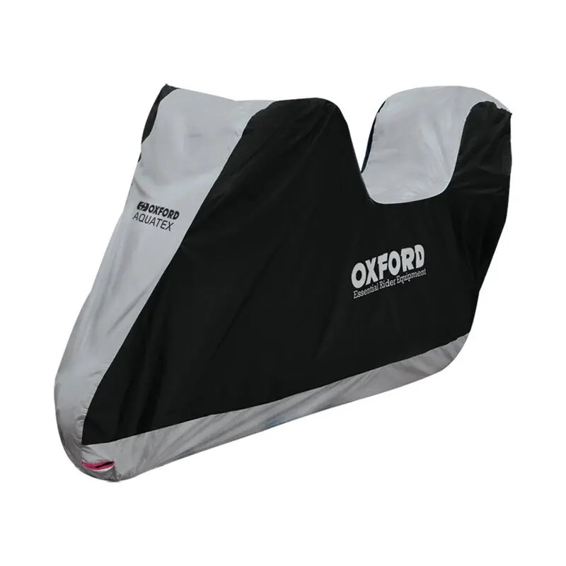 Oxford Indoor / Outdoor Abdeckplane Aquatex Schwarz/Silber – Motorrad / Scooter mit Topcase – M Prix Cassé