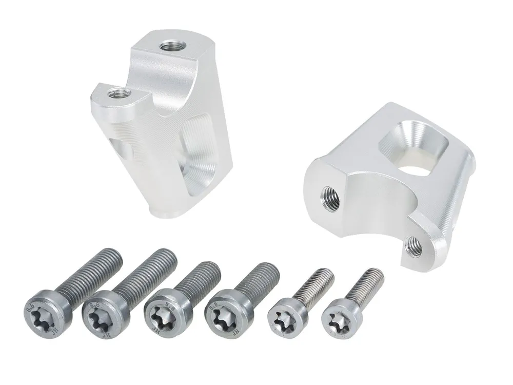 Authentique Augmentation du guidon H=25 mm avec décalage de 23 mm en arrière argent pour BMW R nineT Pure (17-23)