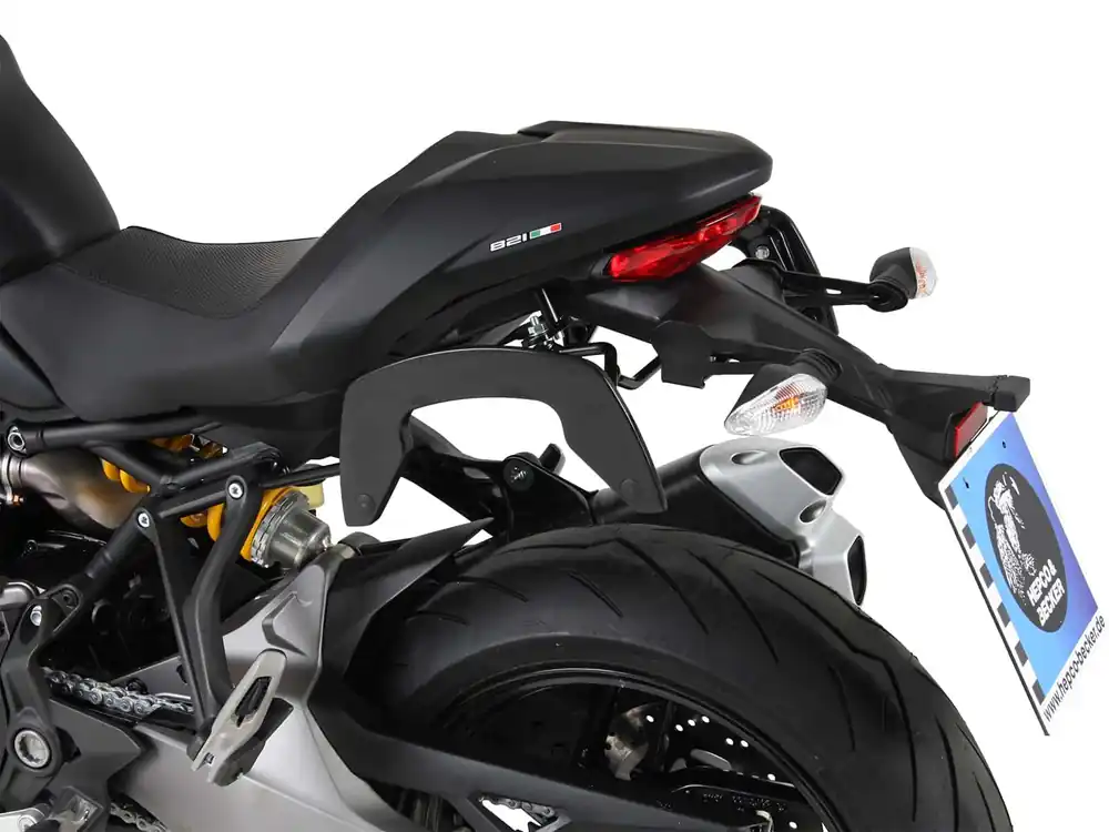 Nouvelle Collection Supports latéraux C-Bow noirs pour Ducati Monster 821 (18-20) d'origine Hepco & Becker