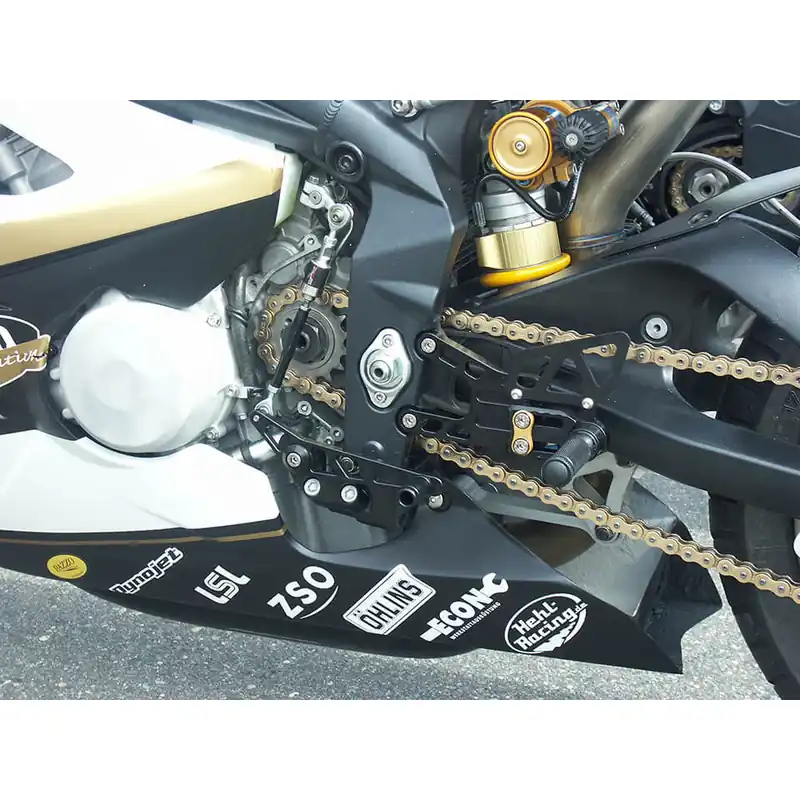 Satisfait Ou Remboursé LSL 2Slide-Rastenanlage für Triumph Daytona 675, 2006-2012, schwarz-rot, mit Umkehrschaltung, Racing