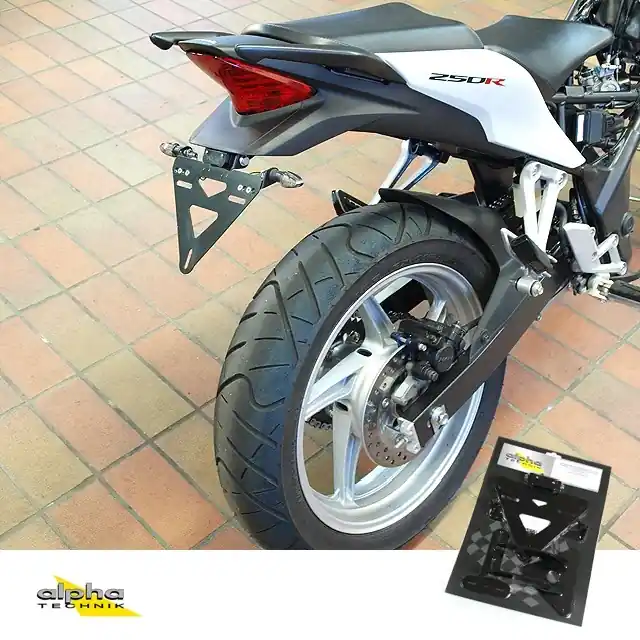 Jusqu&rsquo;à Épuisement Des Stocks alpha Technik Kennzeichenhalter für Honda CBR250R; Typ MC41; Modelljahr 2011