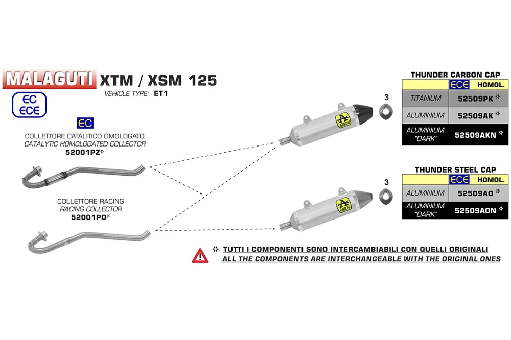 ARROW Auspuff THUNDER Titan für UM DSR125EX / Aprilia RX/SX 125 / Malaguti XSM/XTM 125 Vente Flash