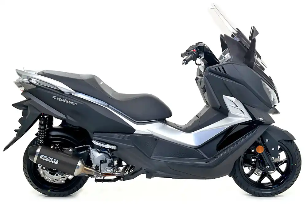 ARROW Auspuff DARK URBAN für SYM Curisym 125 2018-, Aluminium schwarz (Nur mit ARROW Krümmer) Pas Cher